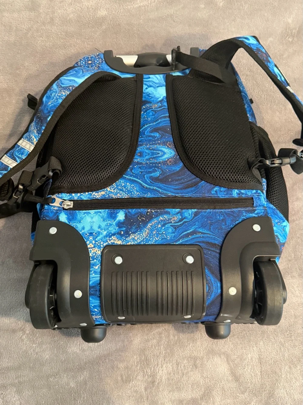 Kids Rolling Backpack Trolley in Blue Marble by